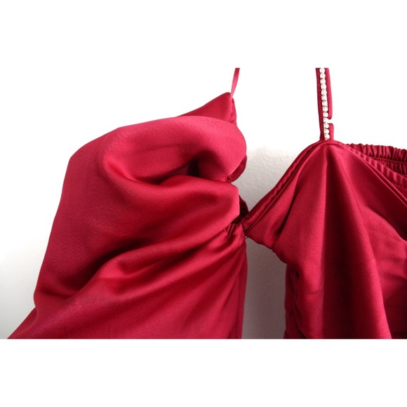 ASTR THE LABEL Fuschia NWT Claudina Womens Rouched Embellished Midi Dress Small - Picture 4 of 10